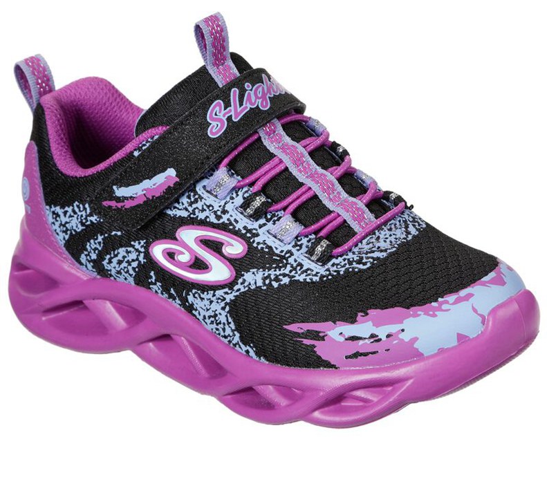 Skechers Lights: Twisty Brights - Girls Sneakers Black/Purple [AU-PQ6479]
